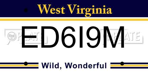 ED6I9M West Virginia License Plate