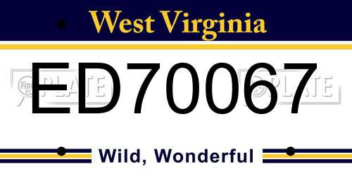ED70067 West Virginia License Plate