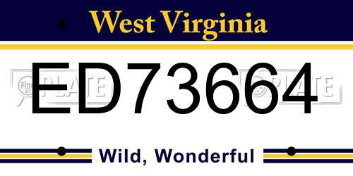 ED73664 West Virginia License Plate