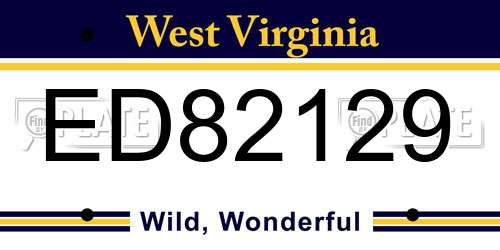 ED82129 West Virginia License Plate