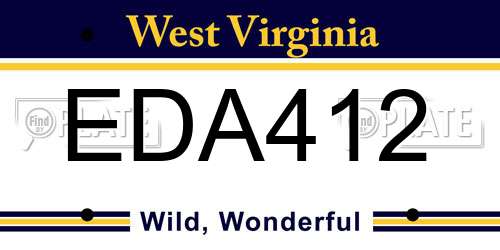 EDA412 West Virginia License Plate