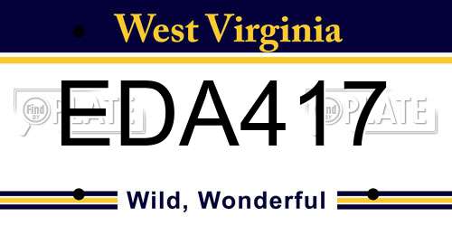 EDA417 West Virginia License Plate