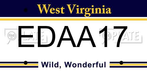 EDAA17 West Virginia License Plate
