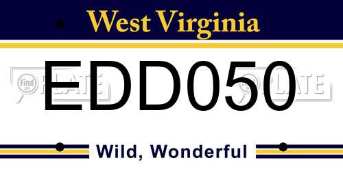 EDD050 West Virginia License Plate