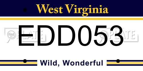 EDD053 West Virginia License Plate