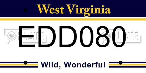 EDD080 West Virginia License Plate