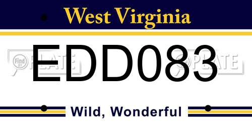 EDD083 West Virginia License Plate