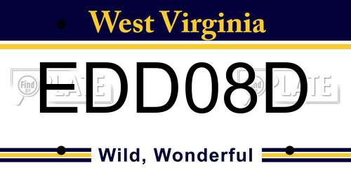 EDD08D West Virginia License Plate