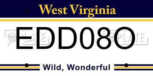 EDD08O West Virginia License Plate