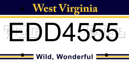 EDD4555 West Virginia License Plate