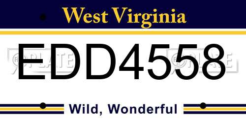 EDD4558 West Virginia License Plate