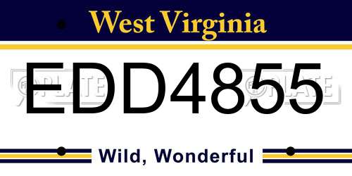 EDD4855 West Virginia License Plate