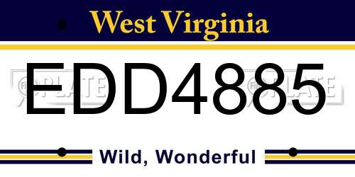 EDD4885 West Virginia License Plate