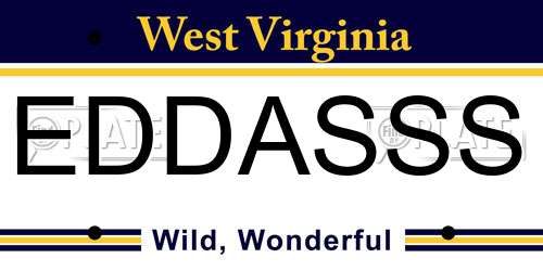 EDDASSS West Virginia License Plate