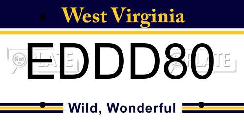 EDDD80 West Virginia License Plate