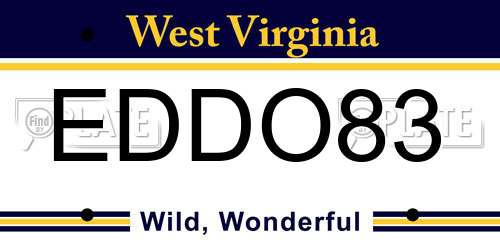 EDDO83 West Virginia License Plate