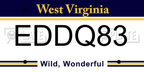 EDDQ83 West Virginia License Plate