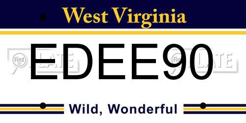 EDEE90 West Virginia License Plate