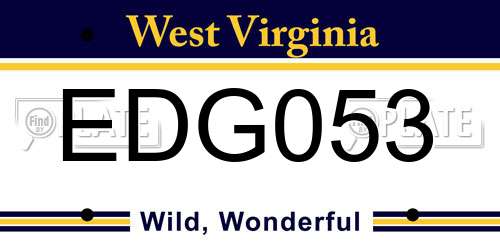 EDG053 West Virginia License Plate