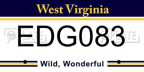 EDG083 West Virginia License Plate