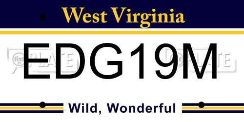 EDG19M West Virginia License Plate