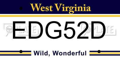 EDG52D West Virginia License Plate