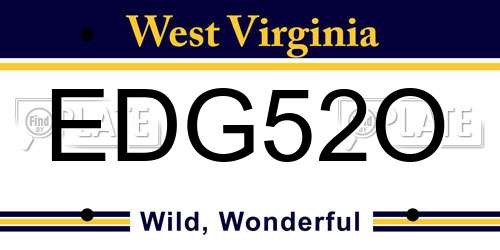 EDG52O West Virginia License Plate