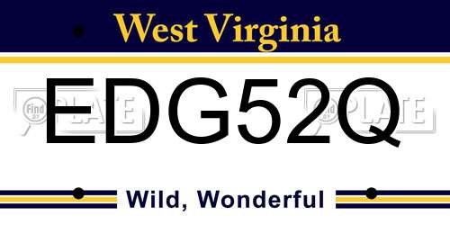 EDG52Q West Virginia License Plate