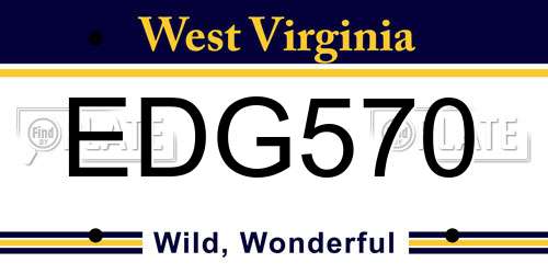 EDG570 West Virginia License Plate