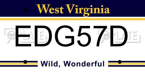 EDG57D West Virginia License Plate