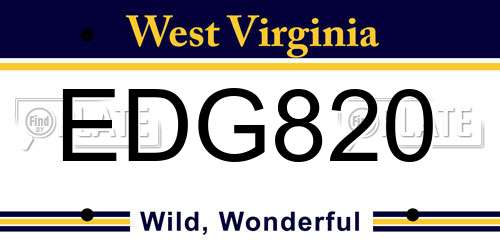 EDG820 West Virginia License Plate
