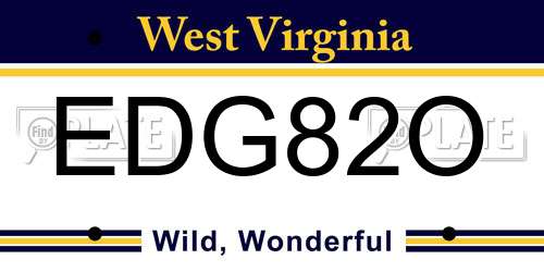 EDG82O West Virginia License Plate