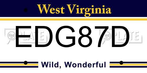 EDG87D West Virginia License Plate