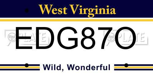 EDG87O West Virginia License Plate