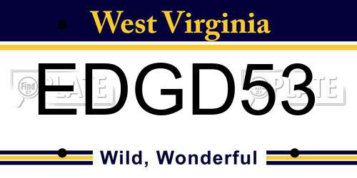 EDGD53 West Virginia License Plate