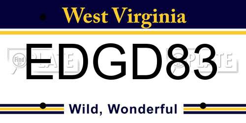 EDGD83 West Virginia License Plate