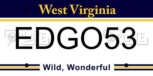 EDGO53 West Virginia License Plate