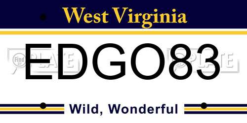 EDGO83 West Virginia License Plate