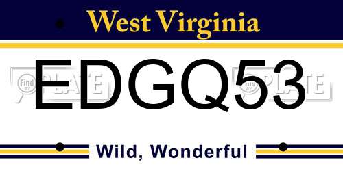 EDGQ53 West Virginia License Plate