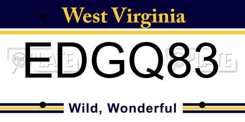 EDGQ83 West Virginia License Plate