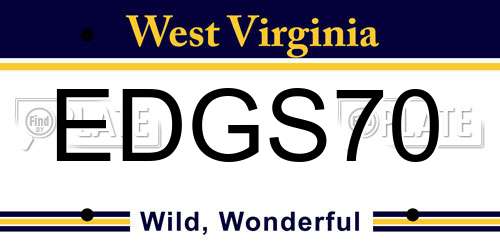 EDGS70 West Virginia License Plate