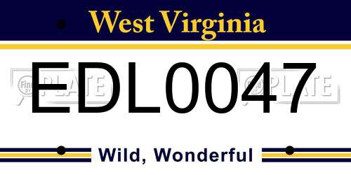 EDL0047 West Virginia License Plate