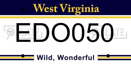 EDO050 West Virginia License Plate