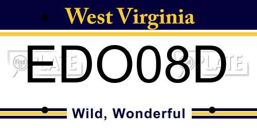 EDO08D West Virginia License Plate