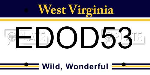 EDOD53 West Virginia License Plate