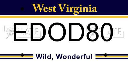 EDOD80 West Virginia License Plate