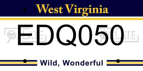 EDQ050 West Virginia License Plate