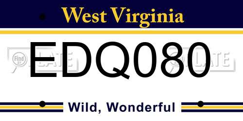 EDQ080 West Virginia License Plate