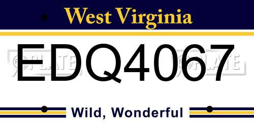 EDQ4067 West Virginia License Plate