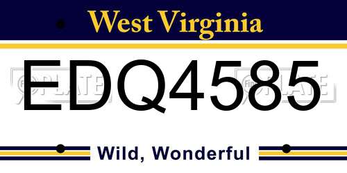 EDQ4585 West Virginia License Plate